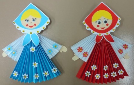 Объемное конструирование из бумаги игрушки-куклы в русском народном костюме